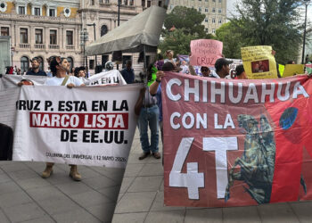 Chocan manifestantes a favor y en contra de Cruz Pérez Cuéllar afuera del Congreso