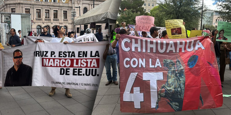 Chocan manifestantes a favor y en contra de Cruz Pérez Cuéllar afuera del Congreso