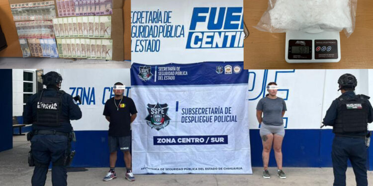 Detienen a pareja con más de medio kilo de cristal y 9 mil 650 pesos en efectivo