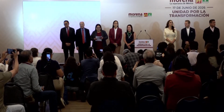 Morena, PT y PVEM presentan lineamientos para definir candidaturas a gubernaturas en 2027