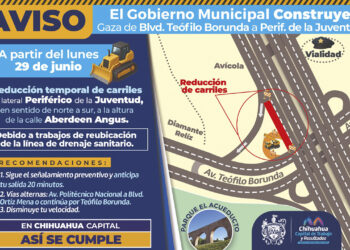 Reducción de carriles en tramo de lateral del periférico de la Juventud por reubicación de línea de drenaje