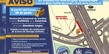 Reducción de carriles en tramo de lateral del periférico de la Juventud por reubicación de línea de drenaje
