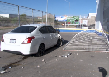 Mujer choca contra negocio tras intentar esquivar a un perro en la vialidad Los Nogales