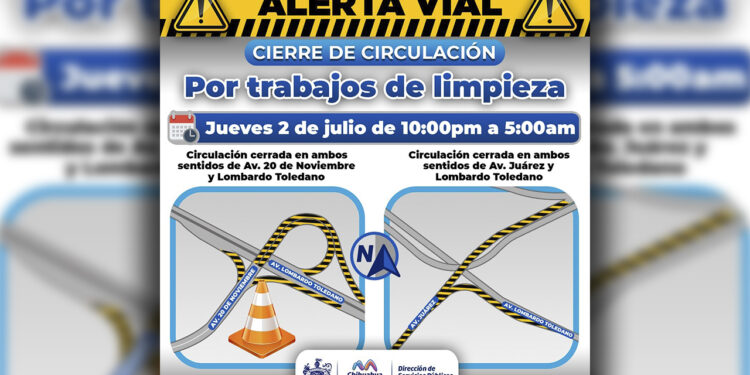 ¡Precaución! Cerrará circulación en incorporación a Lombardo Toledano por trabajos de limpieza