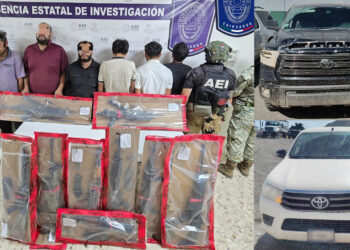 Detiene AEI y el Ejército Mexicano a seis sujetos con arsenal en Aldama