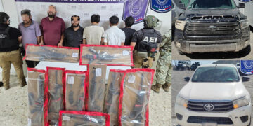Detiene AEI y el Ejército Mexicano a seis sujetos con arsenal en Aldama