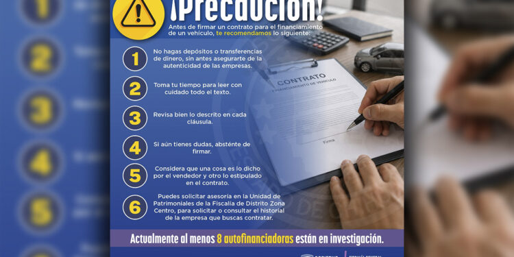Pide Fiscalía tener precaución al firmar contratos para autofinanciamientos
