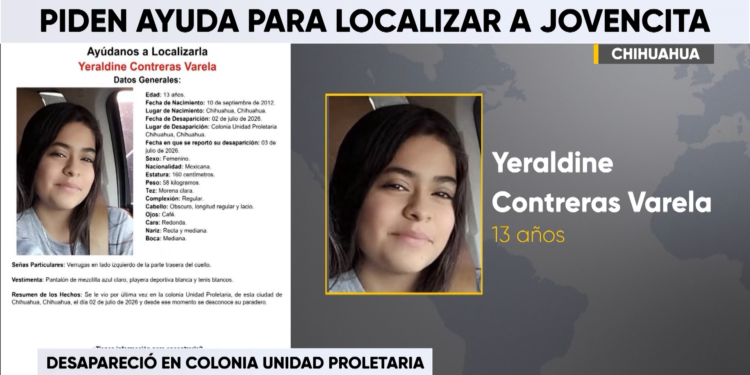 Solicitan apoyo para localizar a adolescente desaparecida en Chihuahua