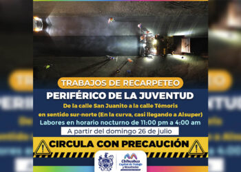 ¡Toma precauciones! Continuarán trabajos de recarpeteo en tramo del periférico de la Juventud