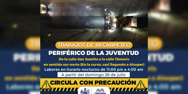 ¡Toma precauciones! Continuarán trabajos de recarpeteo en tramo del periférico de la Juventud