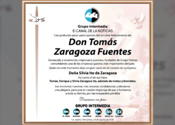 Grupo Intermedia y Canal 44 lamentan el fallecimiento de don Tomás Zaragoza Fuentes