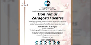 Grupo Intermedia y Canal 44 lamentan el fallecimiento de don Tomás Zaragoza Fuentes