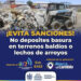Evita sanciones, no deposites basura o escombro en terrenos baldíos y lechos de arroyos