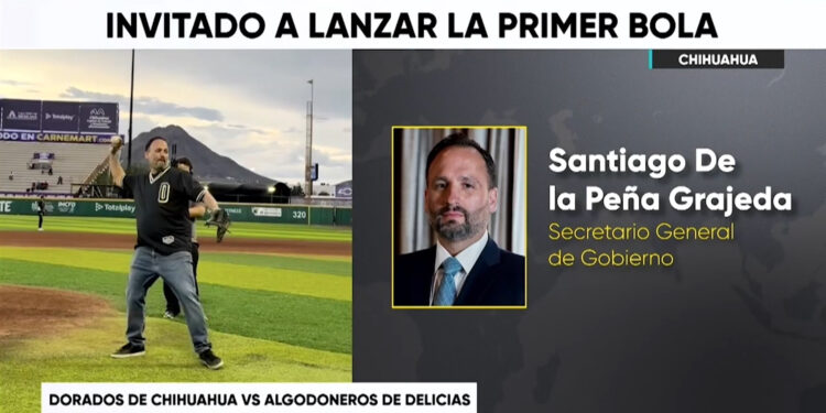 Santiago de la Peña lanza primera bola en partido de Dorados vs. Algodoneros