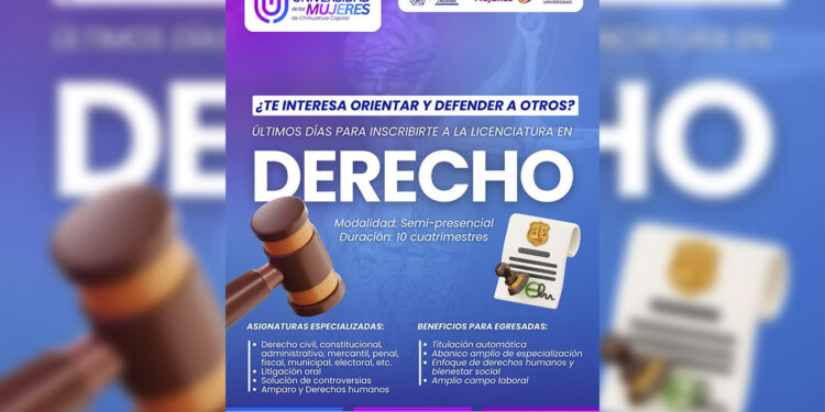 Últimos días para inscribirte a la licenciatura en Derecho en programa Universidad de las Mujeres